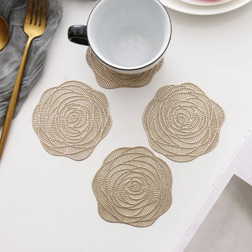 Coffee Cup Coaster PVC Pad Gold