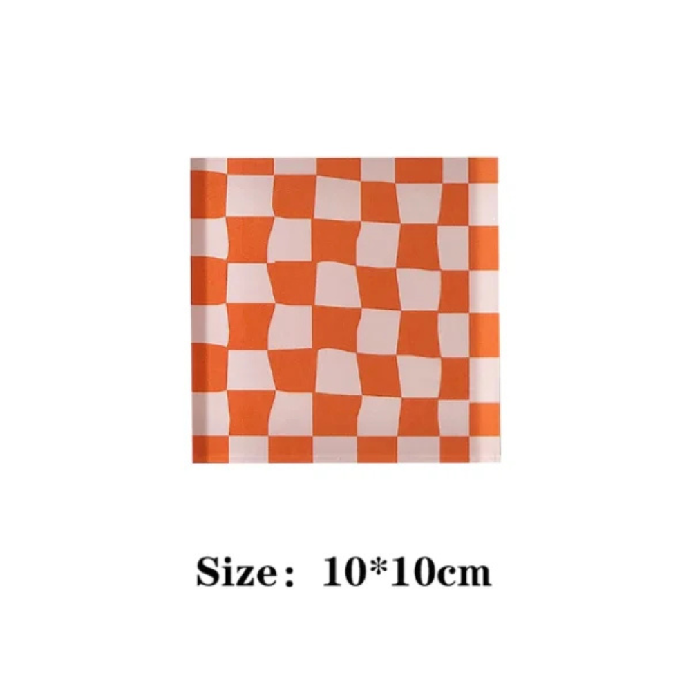 Cup Coaster Placemats for Cups Checkerboard Coaster, Orange