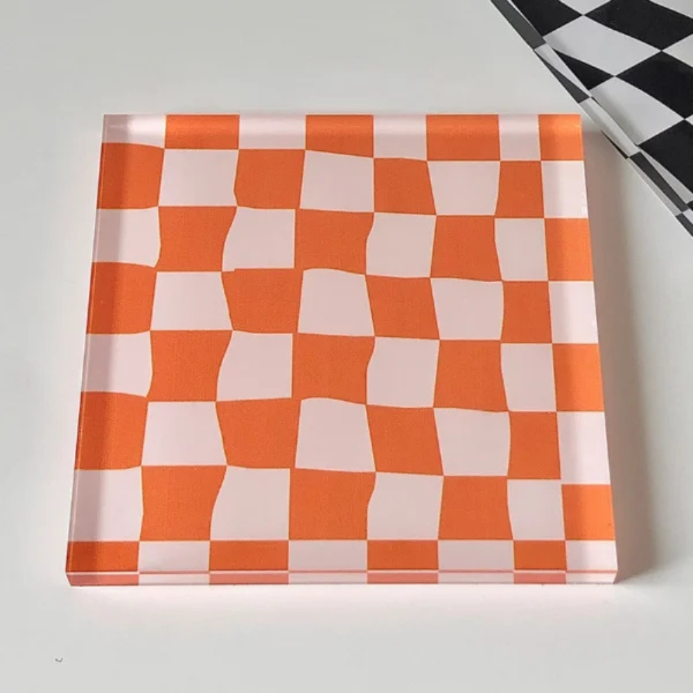 Cup Coaster Placemats for Cups Checkerboard Coaster, Orange